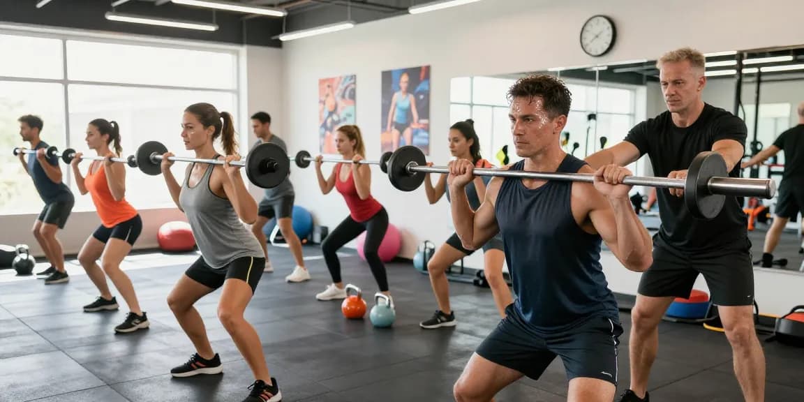 Deus Medical Produkte und Athleten im Fitnessstudio, die mit Gewichten trainieren.