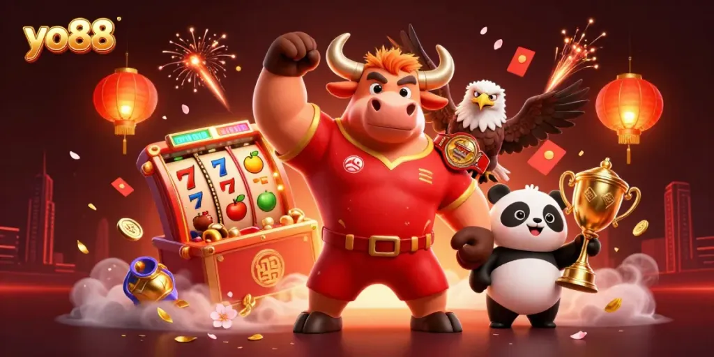 Celebrate wins at yo88 with vibrant slot machines, lucky symbols, and iconic characters.