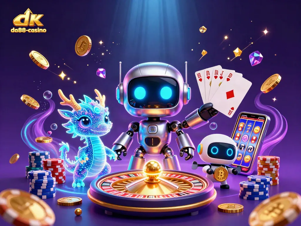 Engage with da88-casino's dynamic gaming world featuring thrilling 3D visuals and vibrant casino elements.