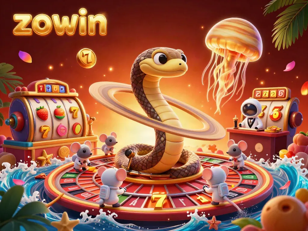 Experience thrilling gameplay at ZOWIN with cosmic characters rolling the roulette and jackpot wins.