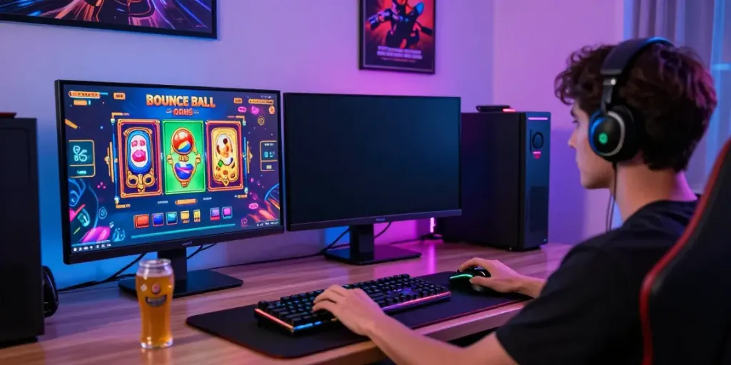 Engaged player enjoying GGSOFT login in a vibrant gaming setup.