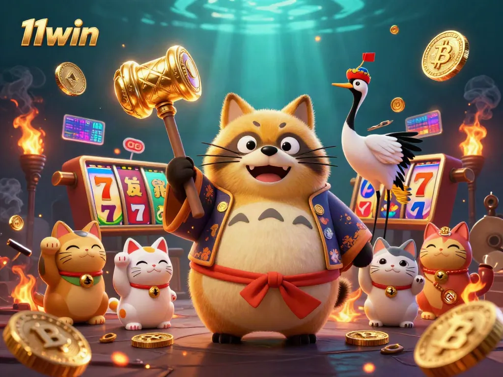 Experience fun gaming at 11win with cheerful characters and vibrant casino elements.